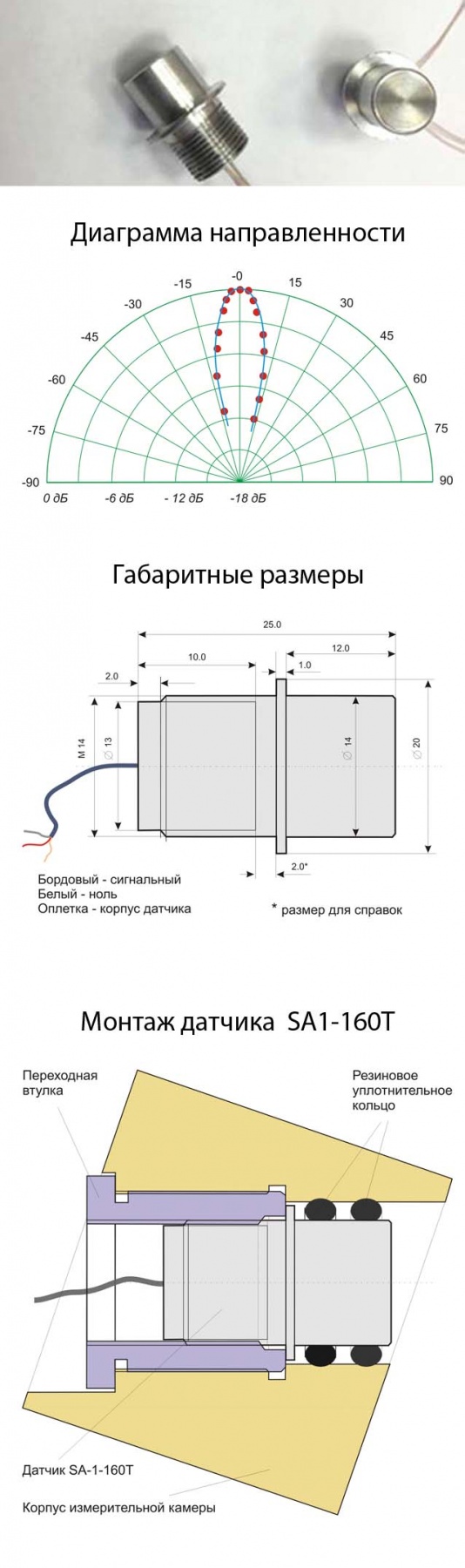Сенсор акустический SA-1-160, 160 кГц